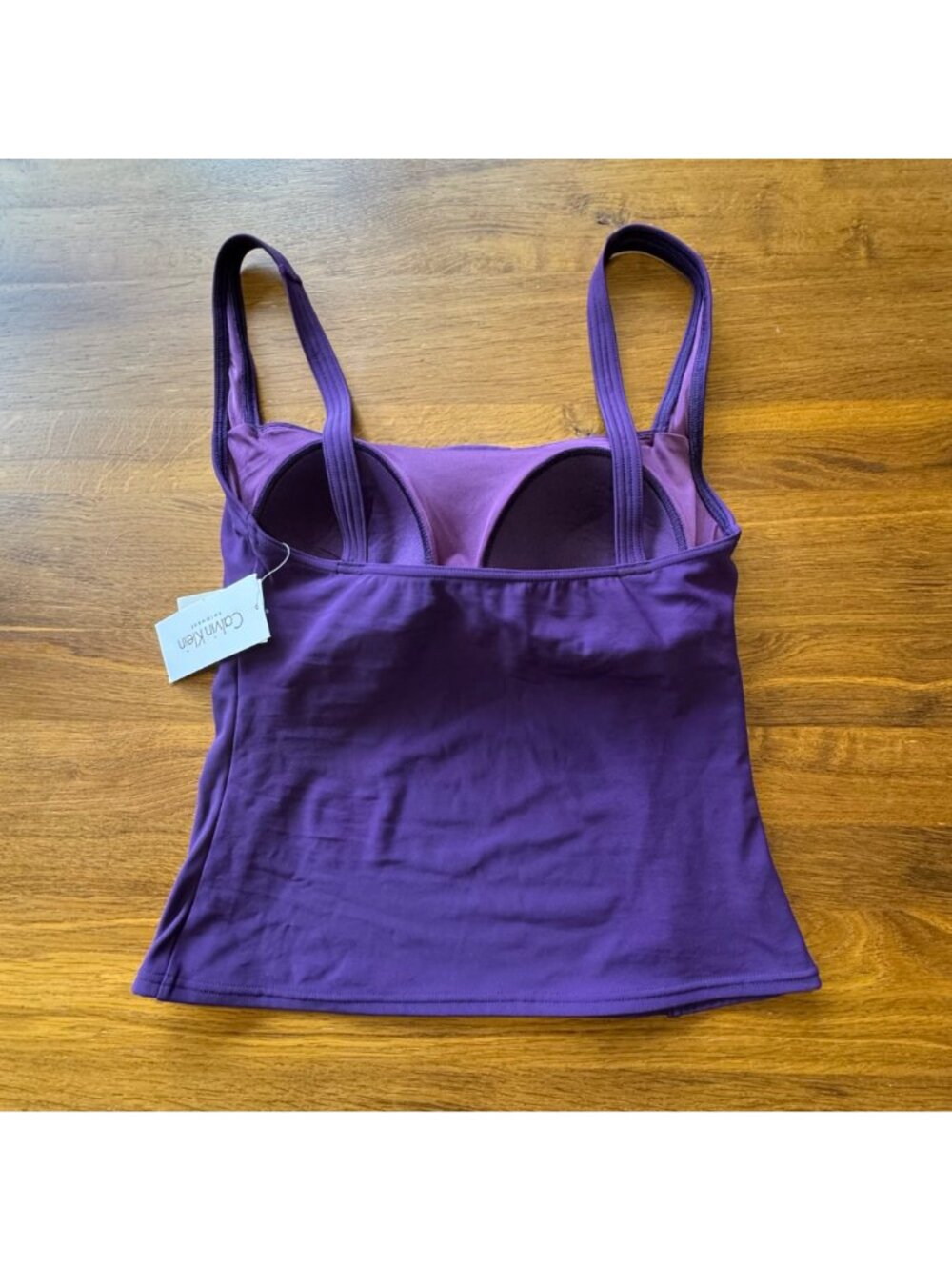 CALVIN KLEIN Tankini Swimsuit Set Womens 12 NEW Purple Two Piece Tank Bikini NWT - Picture 3 of 14